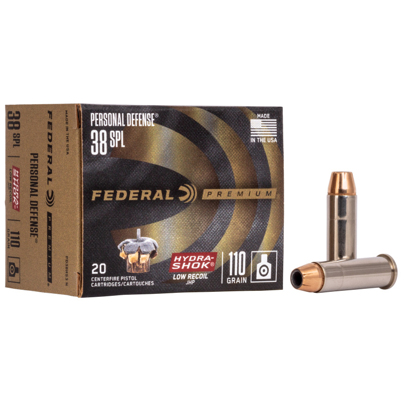 Personal Defense Low Recoil .38 Special 110 Grain Hydra-Shok Jacketed Hollow Point