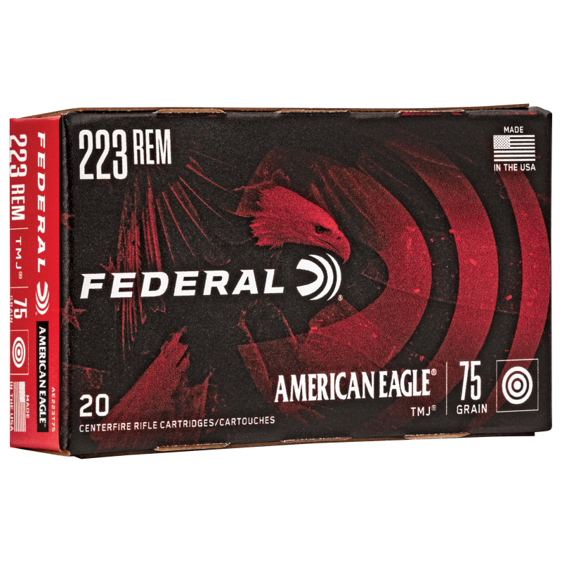 American Eagle, 223 Rem, 75Gr Total Metal Jacket, 20 Round Box AE223T75