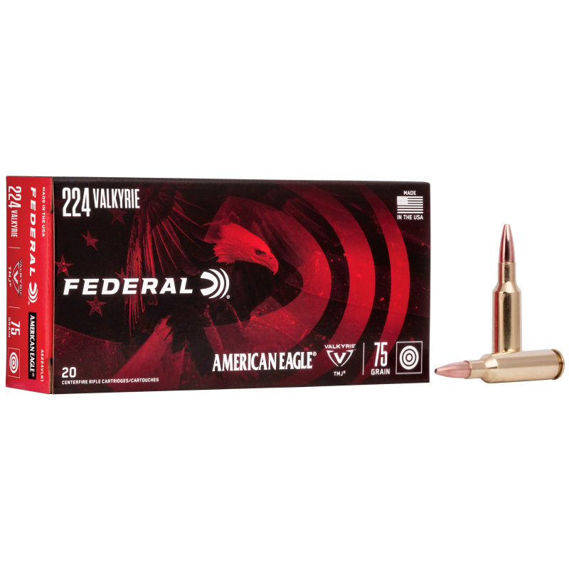 American Eagle, 224 Valkyrie, 75 Grain, Total Metal Jacket, 20 Round Box AE224VLK1