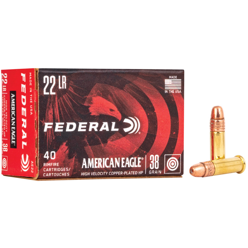 High Velocity .22 Cal Long Rifle| 38 Gr Copper-Plated HP, 40 Rounds