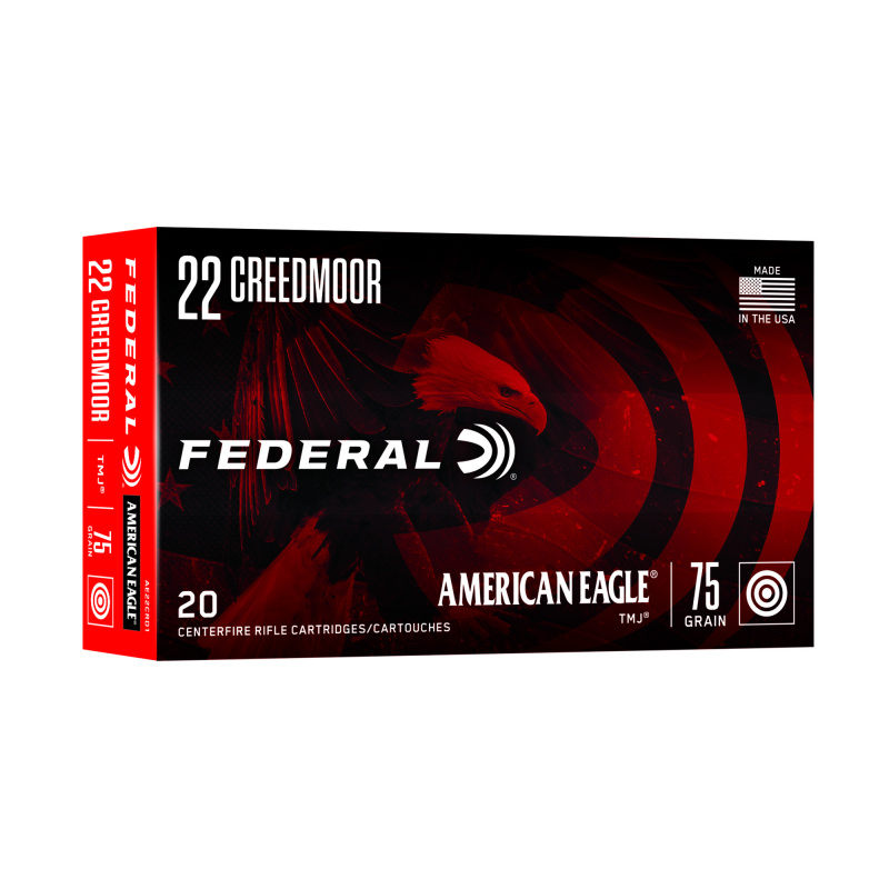 American Eagle, 22 Creedmoor, 75 Grain, Total Metal Jacket, 20 Round Box AE22CRD1