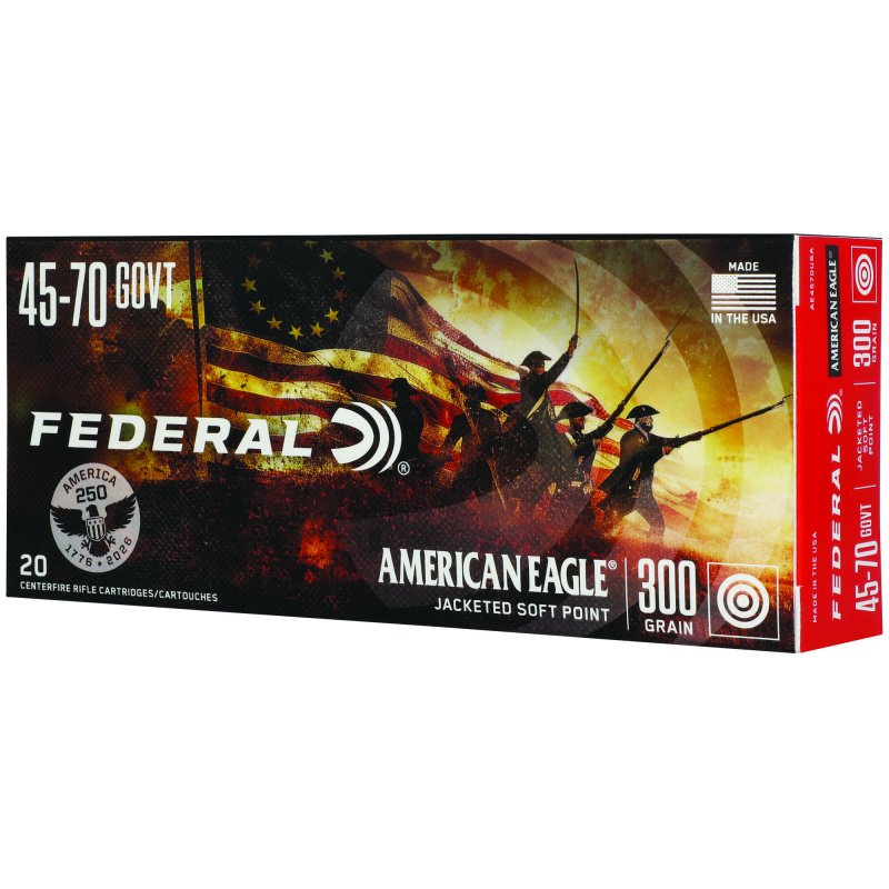 American Eagle, 45-70 Government, 300 Grain, Soft Point, 20 Rounds per Box AE4570USA