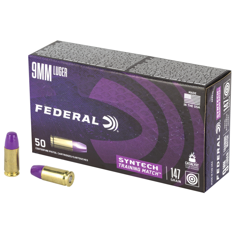 Federal American Eagle Training Match 9mm Luger 147 gr Total Syntech Jacket Flat Nose (TSJFN) 50 Bx AE9SJ3