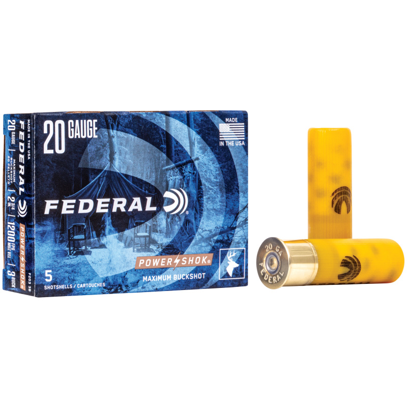 Power-Shok 20 Gauge 2.75 Inch 1200 FPS 20 Pellets 3 Buck