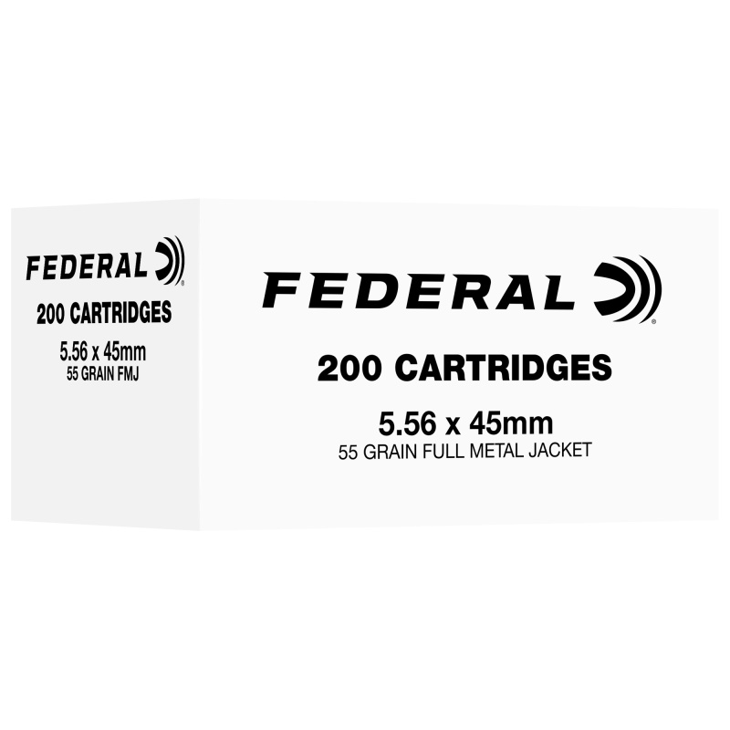 Federal, 5.56 NATO, 55 Grain, Full Metal Jacket, 200 Rounds per Box FC556F200