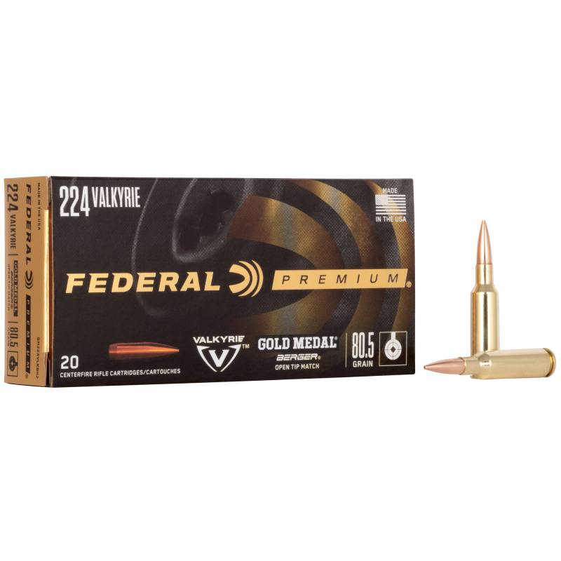 Gold Medal |.224 Valkyrie 80.5 Gr Gold Medal Berger Box of 20 Rounds