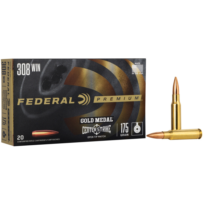 Federal Premium, Gold Medal, 308 Winchester, 175 Grain, Open Tip Match, 20 Rounds GM308OTM2
