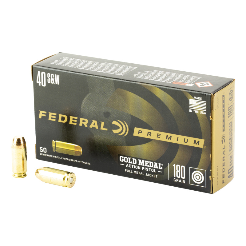 Gold Medal, 40 S&W, 180 Grain, Full Metal Jacket, 50 Round Box GM40AP1