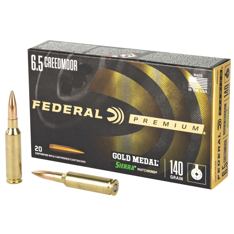 Gold Medal 6.5mm Creedmoor 140 Grain Sierra MatchKing Box of 20 Rounds