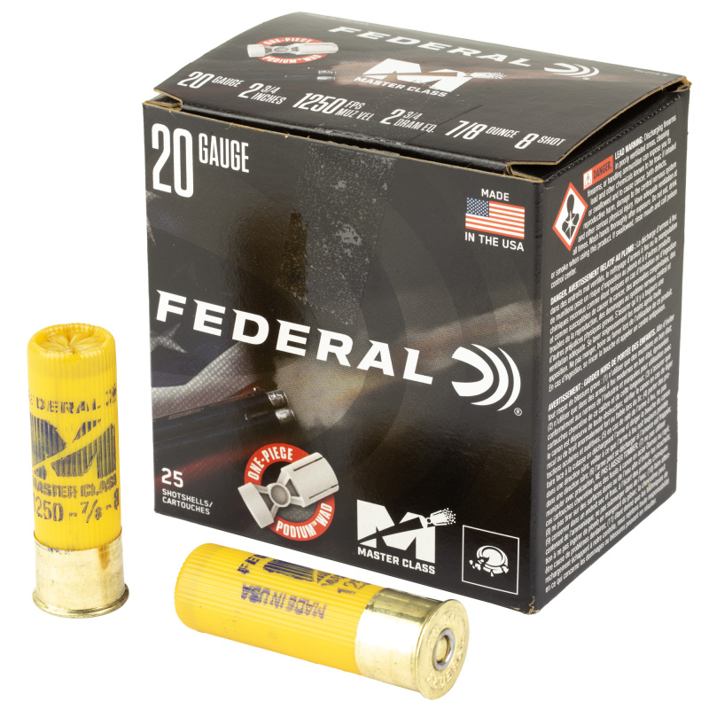 Master Class, 20 Gauge, 2.75", #8, 2.75 Dram, 7/8 oz, Lead, 25 Rounds per Box MC224 8