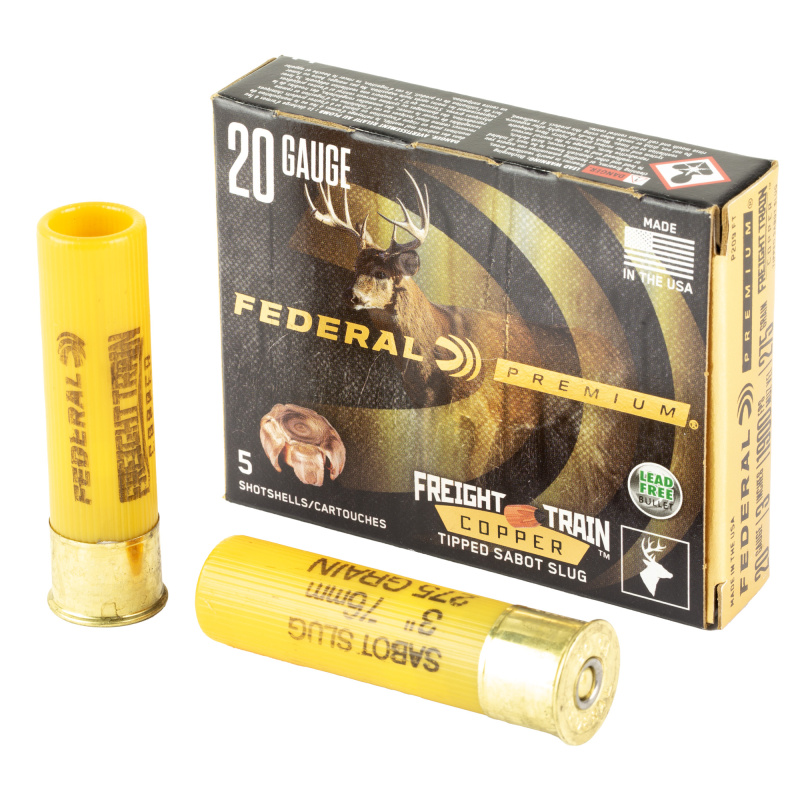 Freight Train 20 Gauge 3 Inch  275 Grain Copper, Polymer Tipped Sabot Slug 5 Per Box