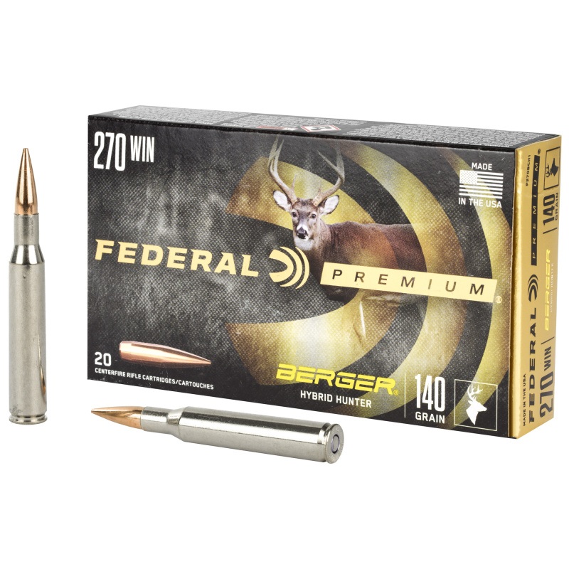Premium, Berger Hybrid Hunter, 270 Win, 140 Grain, 20 Round Box P270BCH1