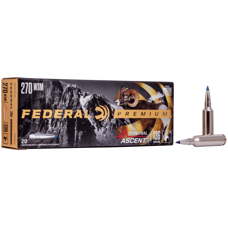 Premium, 270 Winchester Short Magnum, 136 Grain, Terminal Ascent, 20 Round Box P270WSMTA1