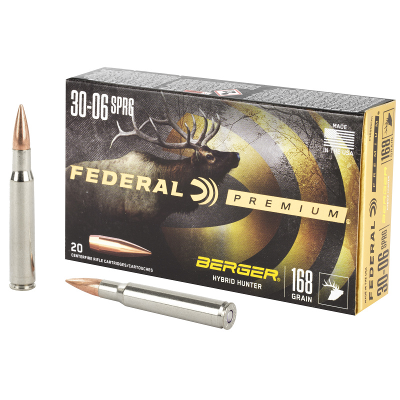Premium, Berger Hybrid Hunter, 30-06, 168 Grain, 20 Round Box P3006BCH1