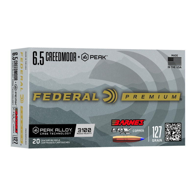 Barnes LRX Peak, 6.5 Creedmoor, 127 Grain, Barnes LRX Copper Bullet, Peak Alloy Case, 20 Round Box P65CRDPKLRX1