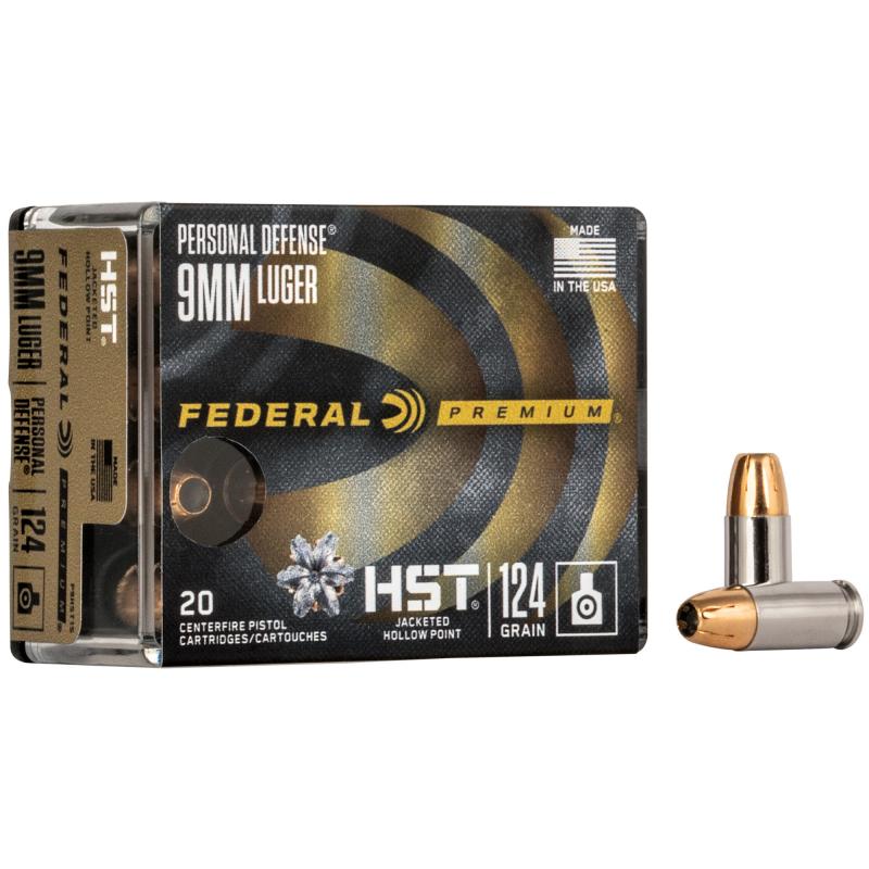 HST Personal Defense 9mm Luger 124 Grain Jacketed Hollow Point, 20 Round box
