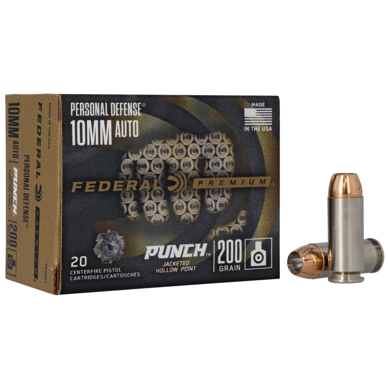 Federal Personal Defense Punch 10mm Auto 200 gr Jacketed Hollow Point (JHP) 20 Bx PD10P1