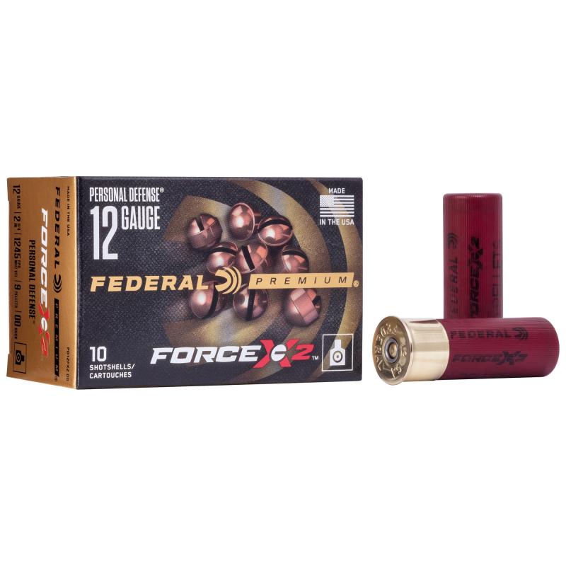 Premium Personal Defense Force X2 |12 Gauge 2.75 Inch 1145 FPS 9 Copper-Plated Pellets 00 Buckshot 10 Per Box