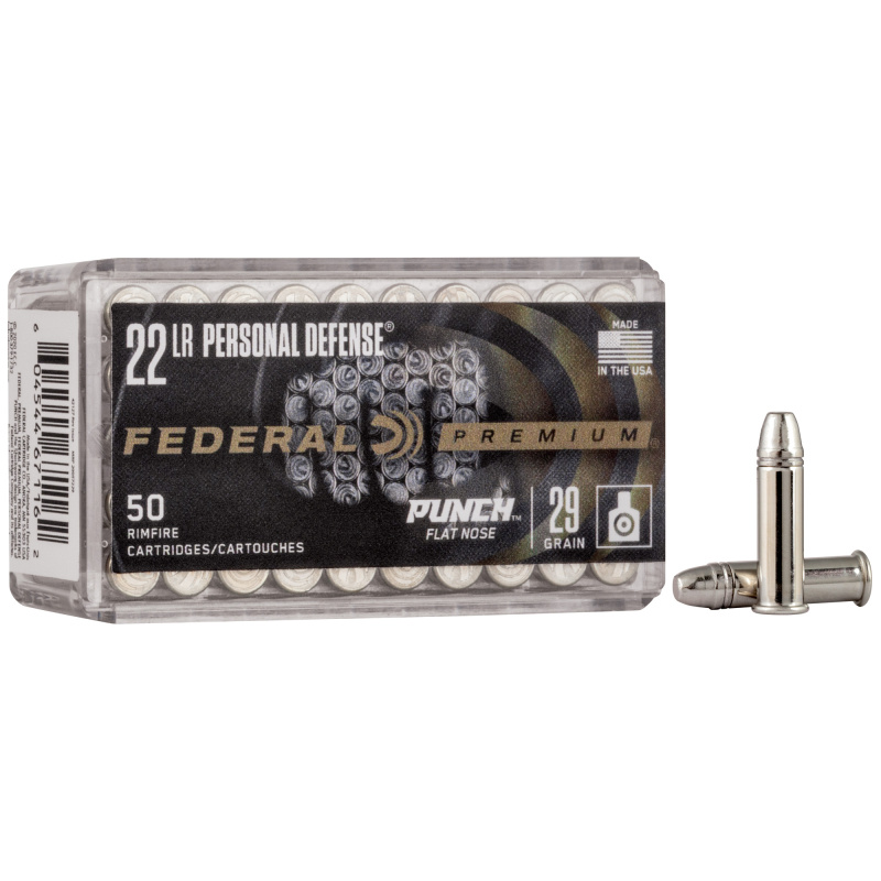Federal Premium Personal Defense |22 LR 29 gr Punch Flat Nose 50 Bx PD22L1