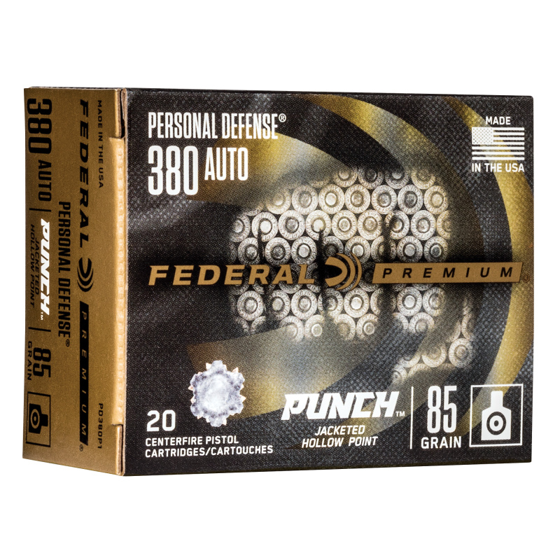 Premium, Punch, 380 ACP, 85Gr, Jacketed Hollow Point, 20 Round Box PD380P1