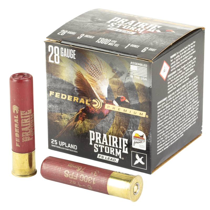 Prairie Storm, FLIGHTCONTROL FLEX WAD, 28 Gauge, 3" Chamber, #6, 7/8 oz, CPL/Nickel-plated Lead Pellets, 25 Round Box FEPFX285FS6
