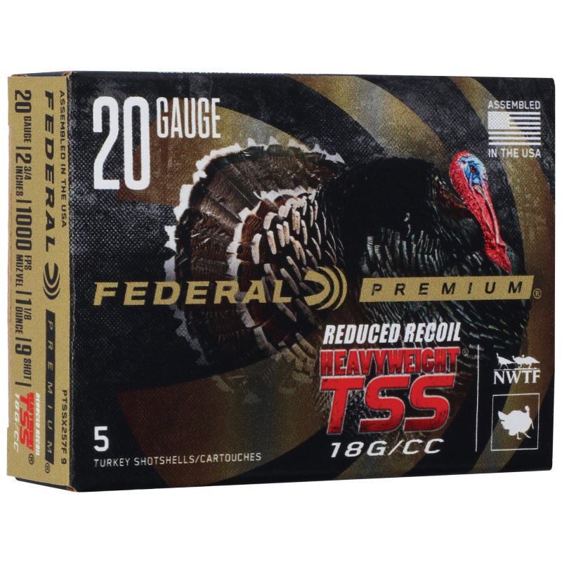 Heavyweight TSS, 20 Gauge 2.75", #9 Shot, 1 1/2oz, 5 Round Box, California Certified Nonlead Ammunition PTSSX257F9