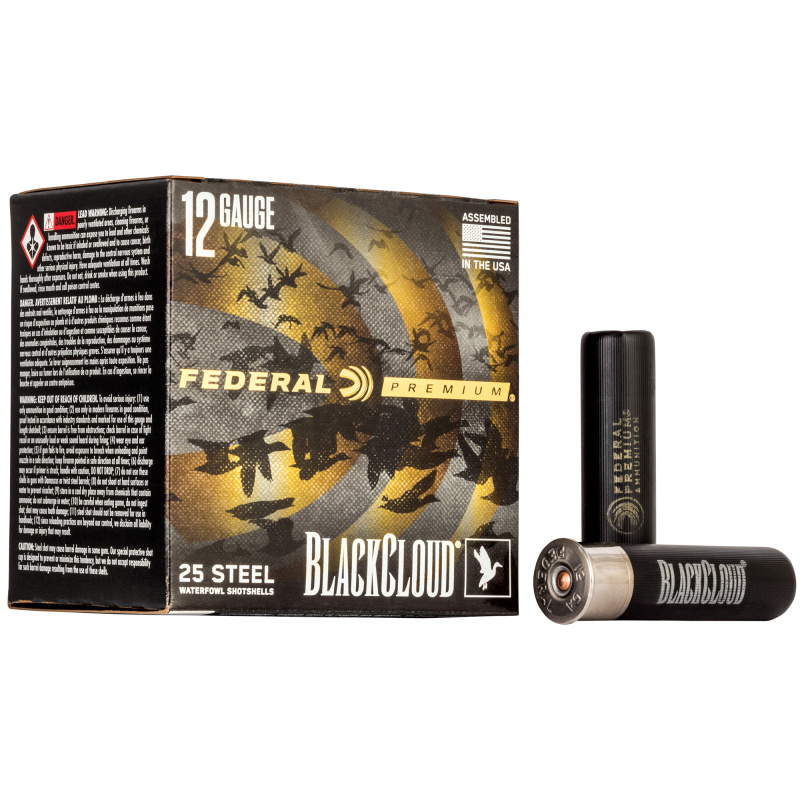 Premium, Black Cloud FS Steel with Flightcontrol Flex Wad, 12 Gauge 3.5", #2, 1 1/2oz, Steel Shot, 25 Round Box PWBX1342