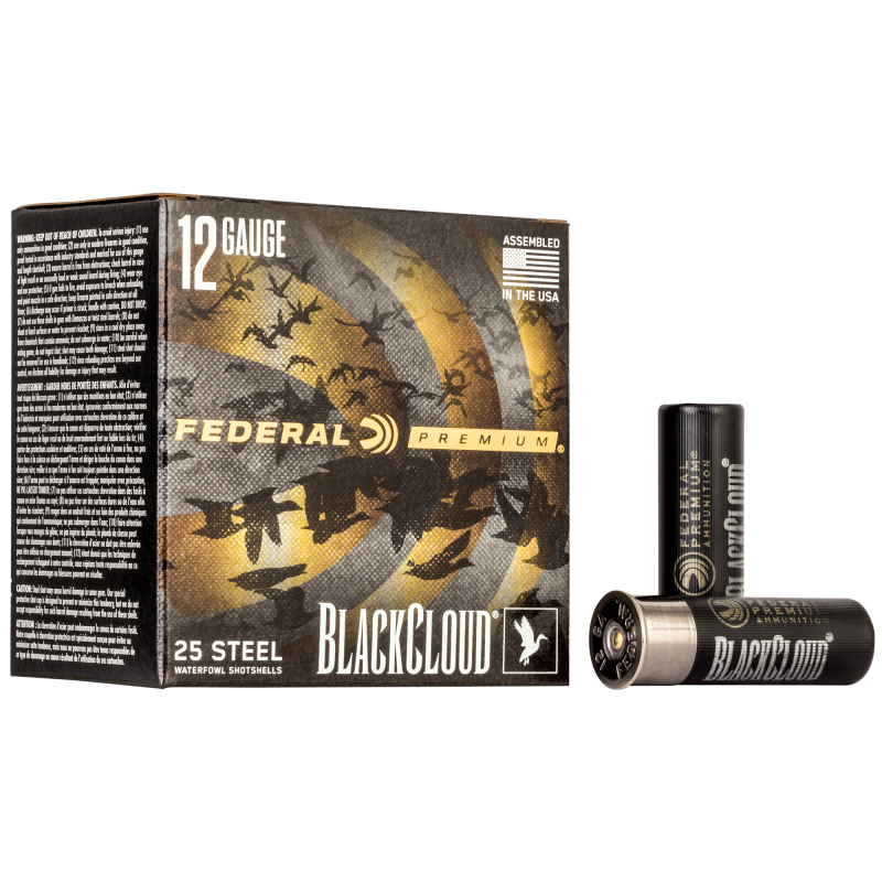 Premium Black Cloud FS Steel |12 Gauge 3 Inch 1450 FPS 1.25 Ounce 4 Shot Box of 25 Rounds
