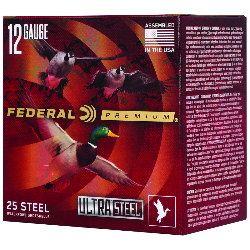 Ultra Steel, FLIGHTCONTROL FLEX WAD, 12 Gauge, 3" Chamber, #2, 1 1/4 oz, Zinc Plated Steel, 25 Round Box, 3 and 5 Shot PWUX1422