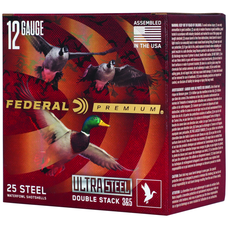 Ultra Steel, FLIGHTCONTROL FLEX WAD, 12 Gauge 3" Chamber, #3, 1 1/4 oz, Zinc Plated Steel, 25 Round Box PWUX14235