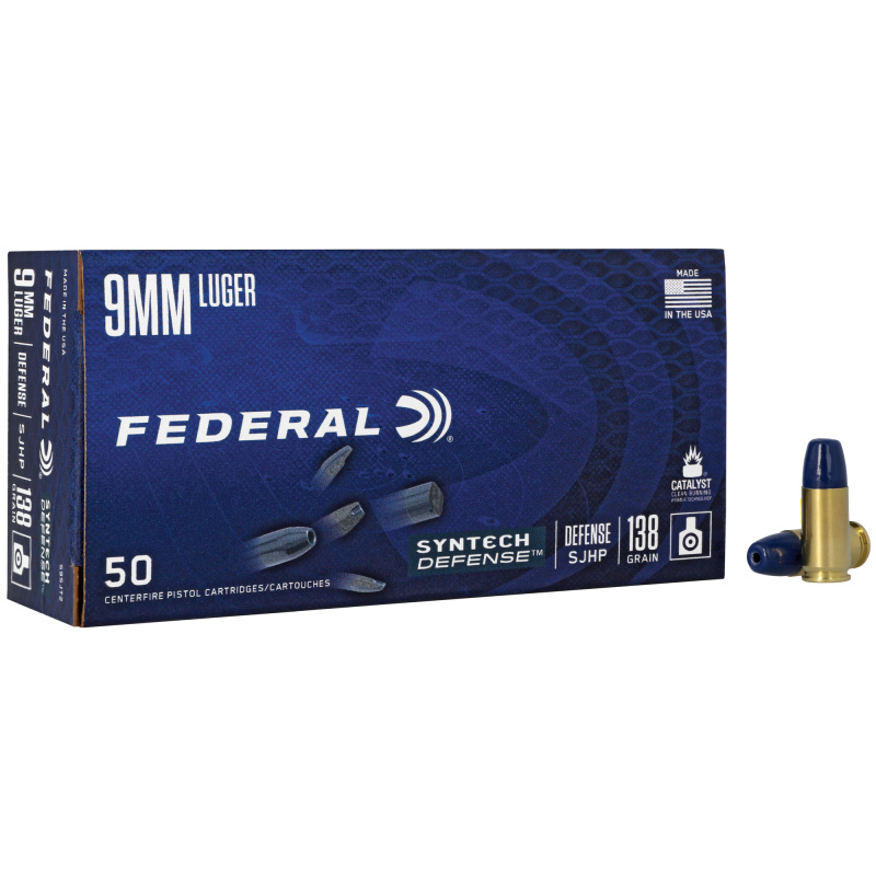 Federal Syntech Defense 9mm Luger 138 gr Segmented Jacketed Hollow Point (SJHP) 50 Bx S9SJT2