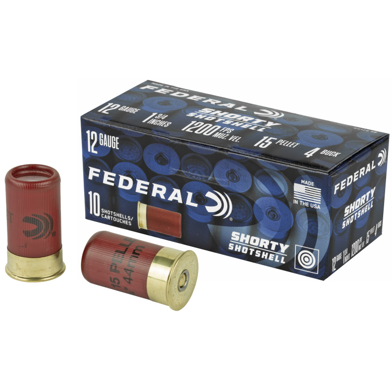 Buckshot Shorty Shotshells |12GA 1 3/4" #4 Buck Box of 10 Rounds