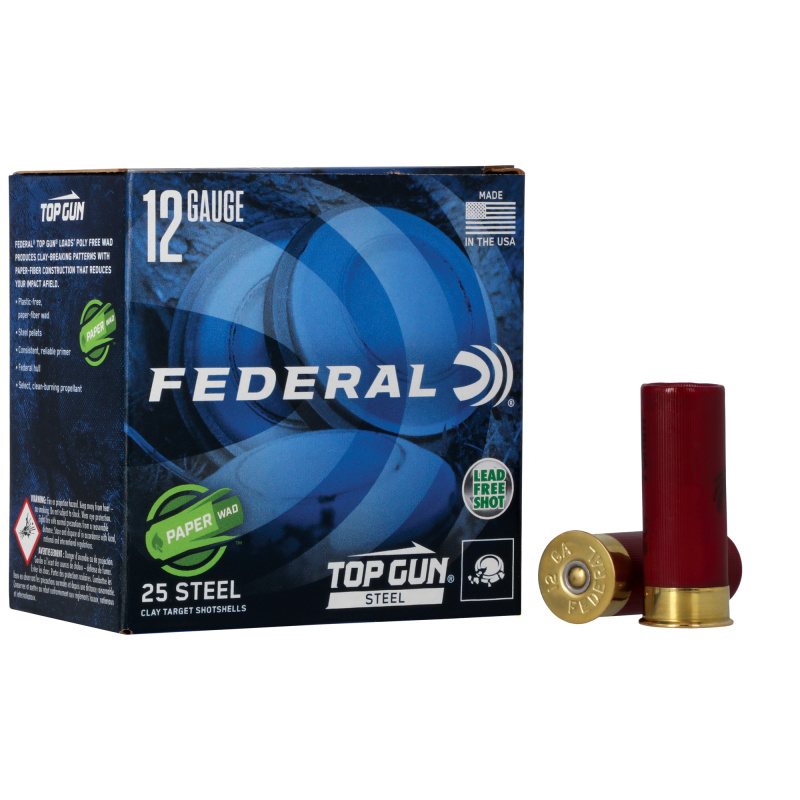 Top Gun, Paper Wad, 12 Gauge 2.75", #7.5, 1 1/8 oz, Lead, 25 Round Box TG12W 7.5