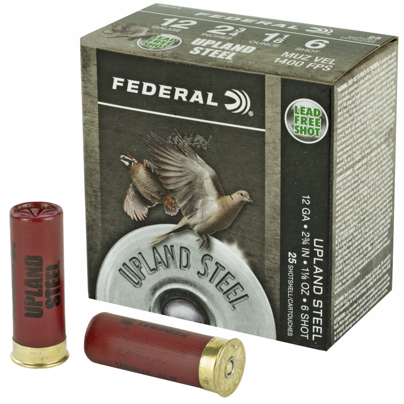 Field & Range Steel, 12 Gauge, 2.75", #6, 1 1/8 oz, Steel Shot, 25 Round Box, California Certified Nonlead Ammunition USH12 6