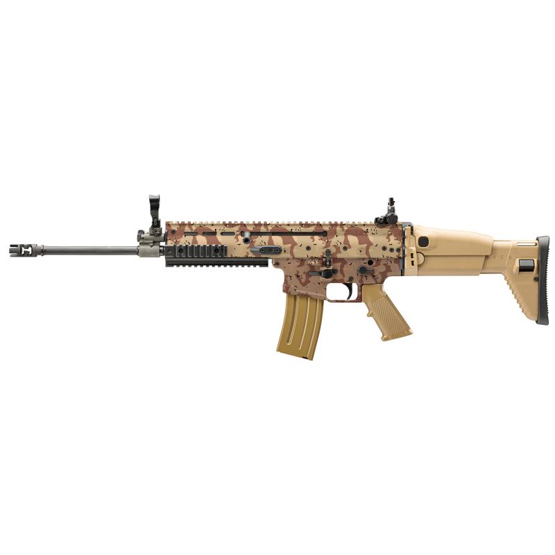 SCAR 16S NRCH, Semi-automatic Rifle, 5.56NATO, 16.25" Barrel, Hybrographic (Hydro Dipped) Finish, Chocolate Chip Desert Camo, Side Folding Stock, Polymer Pistol Grip, Adjustable Sights, 30 Rounds, 1 Magazine 38-101699-02