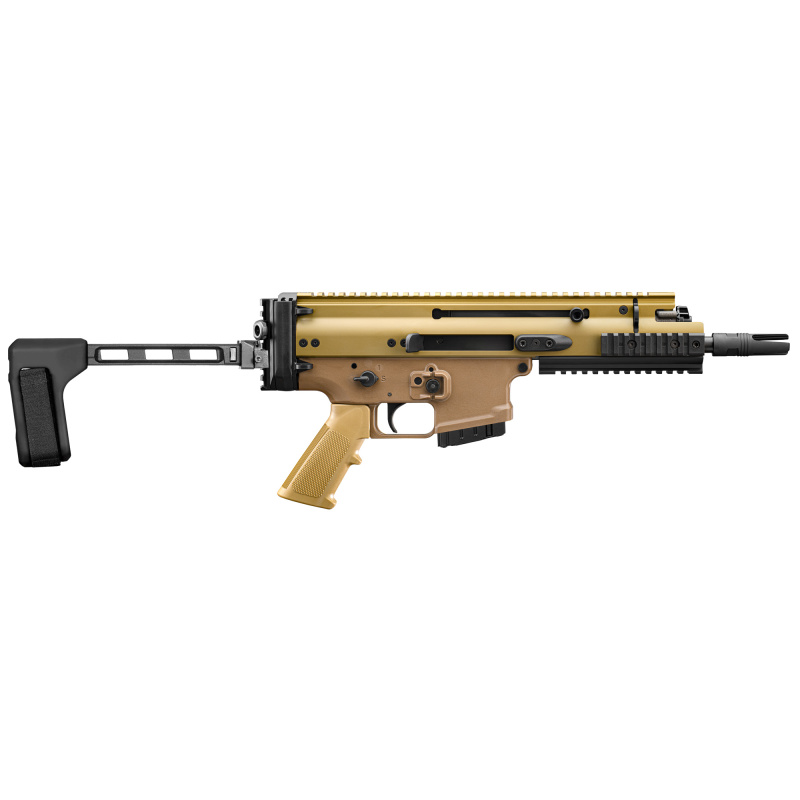 Scar 15P, Semi-automatic Pistol, 556NATO, 7.5" Barrel, 3 Prong Flash Hider, Anodized Finish, Black, SB Tactical Brace, Non Reciprocating Charging Handle, Short Stroke Gas System, Polymer Grip, Vertical Rear Picatinny Rail with Sling QD Cup, Ambidextrous