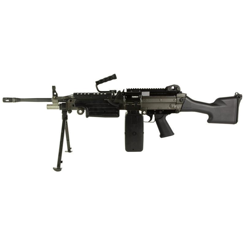 M249S, Semi-automatic Rifle, Steel Frame, 556NATO, 18.5" Chrome Lined Cold Hammer Forged Barrel, Matte Finish, Para Black, Ergonomic Polymer Stock, Adjustable Primary Sights, Standard Disintegrating Link Belt-Fed, Includes Integral Steel Bipod 46-100169