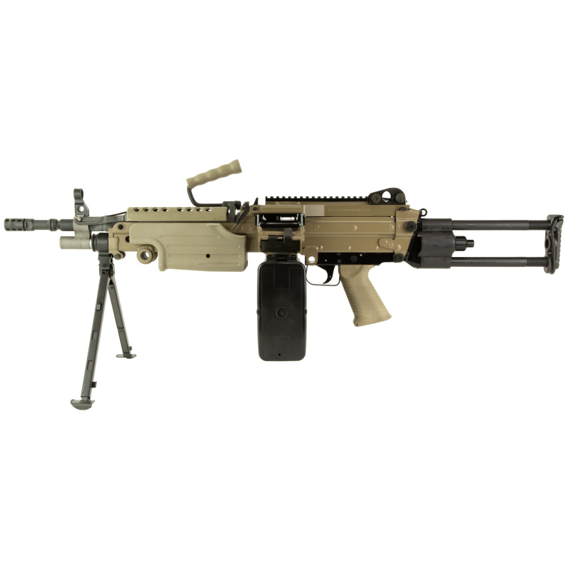 M249S, Semi-automatic Rifle, Steel Frame, 556NATO, Para 16.1" Chrome Lined Cold Hammer Forged Barrel, Matte Finish, Para Flat Dark Earth, Rotating/Telescoping Metal Buttstock Assembly With Hydraulic Recoil Buff er System And Non-Slip Buttplate Stock, Adj