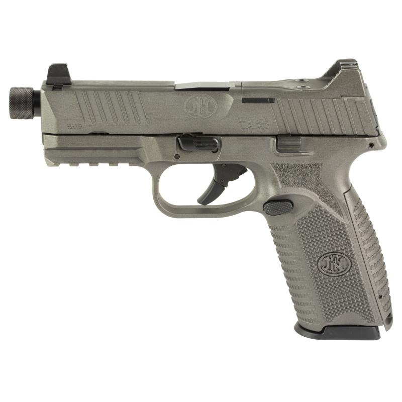 509 Tactical, Striker Fired, Semi-automatic, Polymer Frame Pistol, Full Size, 9MM, 4.5" Barrel, Threaded 1/2x28, Cerakote Finish, Tungesten Gray, Optic Ready Slide, Suppressor Height 3-Dot Night Sights, 5 Magazines, (1)-17 Round and (4)-24 Round 66-10182