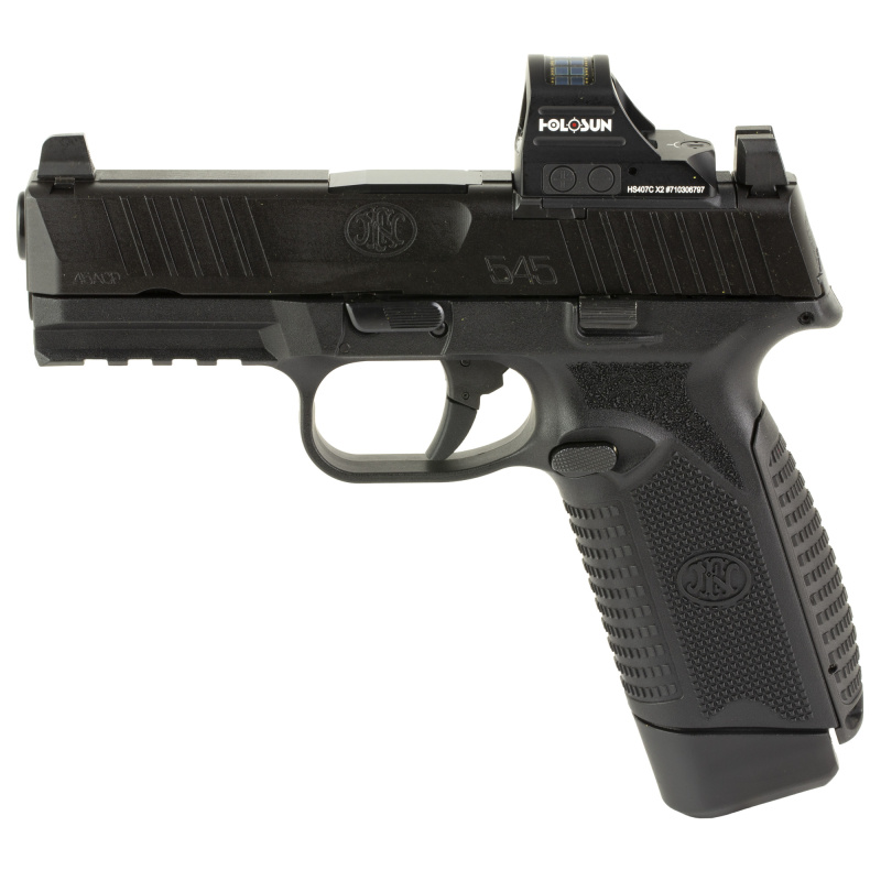 545 MRD, Striker Fired, Semi-automatic, Polymer Frame Pistol, Mid-Size, 45 ACP, 4.1" Barrel, Matte Finish, Black, Inlcudes Holosun 407C Red Dot Sight, Non-Manual Safety, Optic Height Sights, 10 Rounds, 2 Magazines 66-101917