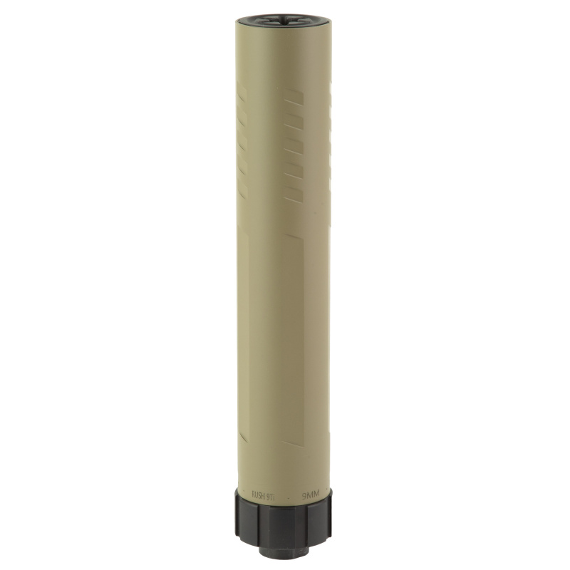 Rush 9Ti, Pistol Suppressor, 9MM, Cerakote Finish, Flat Dark Earth, Includes 1/2x28 Piston, Booster Assembly Front Cap and End Cap Assembly Tool and Storage Case 96-100717