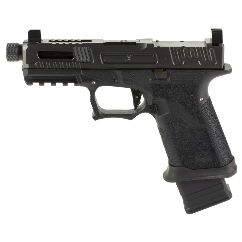 FX-19 Hellfire, Striker Fired, Semi-automatic, Polymer Framed Pistol, Compact, 9MM, 4.5" Barrel, Threaded 1/2X24, DLC Finish, Black, Suppressor Height Night Sights, Optics Ready Slide, 20 Rounds, 1 Magazine FX-19-HF