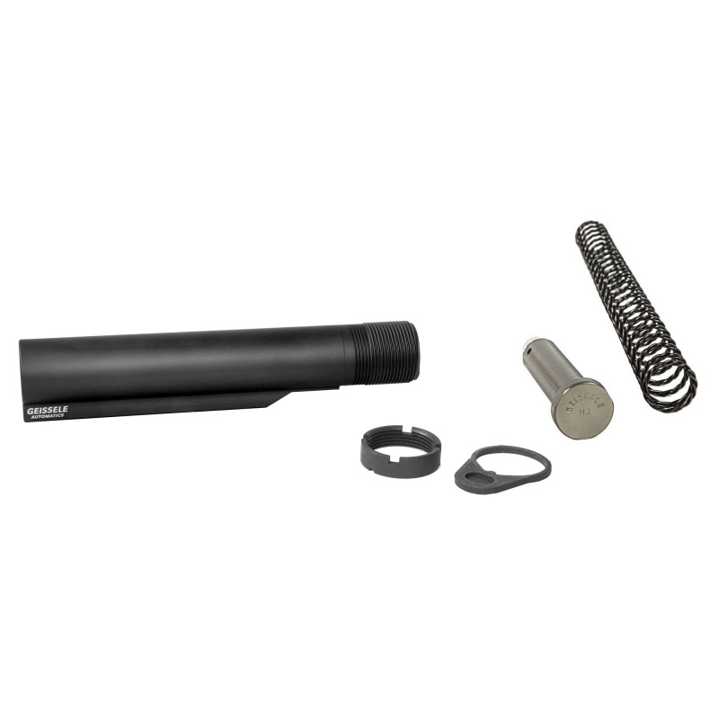 Buffer Tube Complete Assembly, Fits AR-15, Anodized Finish, Black, 6-Position, H2 Buffer 08-163B-H2