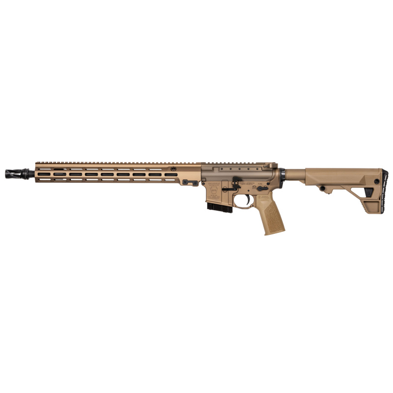 Geissele Freedom Rifle, Maritime Reconnaissance, Semi-automatic Rifle, AR, 6MM ARC, 18" Cold Hammer Forged Barrel, 1-7.5 Twist, HUXWRX QD-60 5/8x24 Flash Hider, Rifle Length +1 Gas System, Anodized Finish, Desert Dirt Color, SBS Buttstock, Geissele A17 R