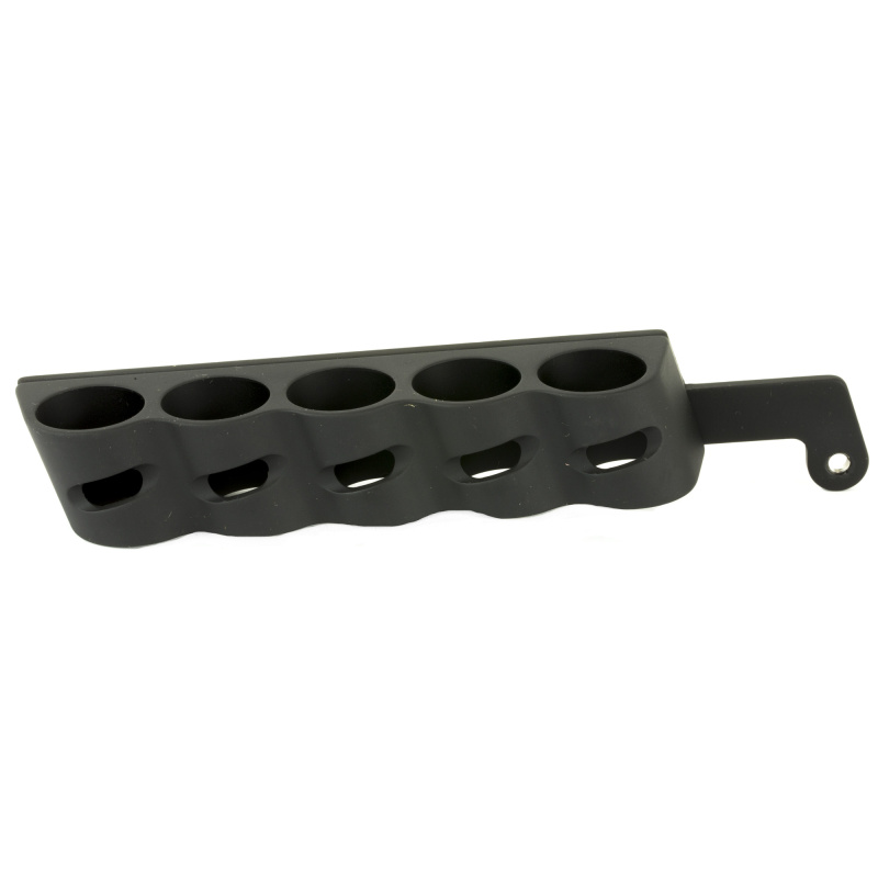5 Shot Side Saddle, Fits Mossberg Shockwave, Holds 12 Gauge Ammunition, Angle Facilitates Easy Bottom Loading of the Magazine Tube and Top Loading of the Chamber, Black Finish GGG-2001
