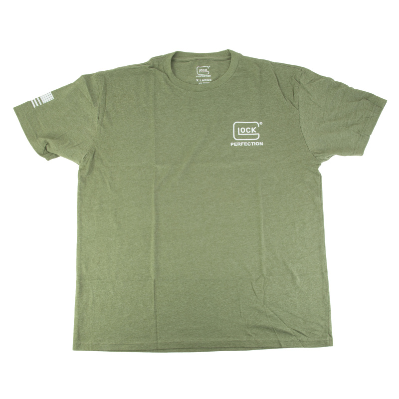 OEM Perfection Flag Tee, Short Sleeve, XLarge, Olive Drab Green and White AP96400