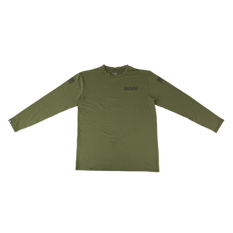 Performance, Long Sleeve Shirt, Polyester/Spandex Material, Medium, Olive Drab Green and Black AP96438