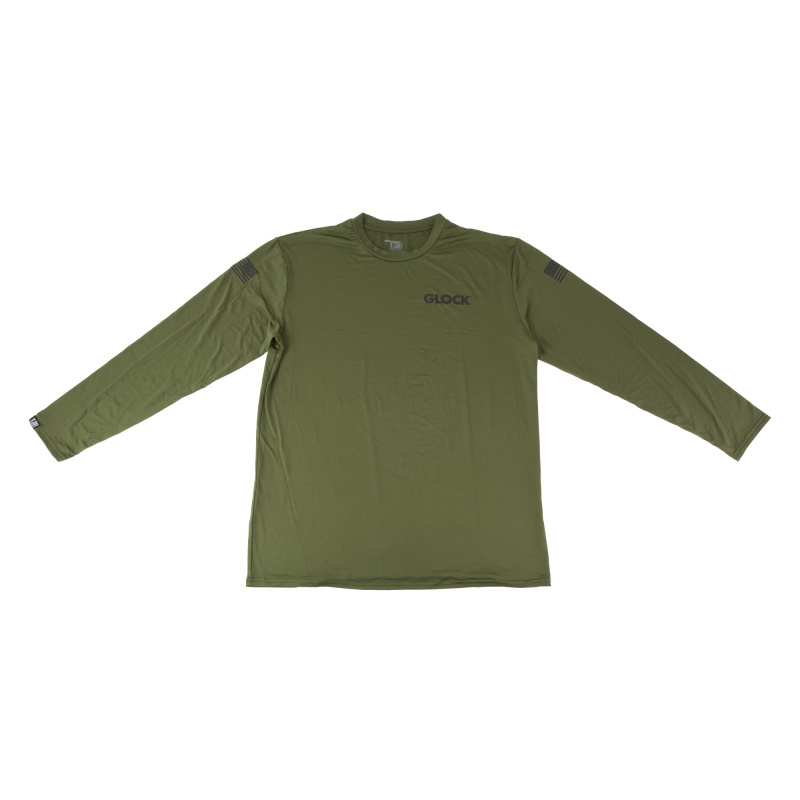 Performance, Long Sleeve Shirt, Polyester/Spandex Material, Large, Olive Drab Green and Black AP96439