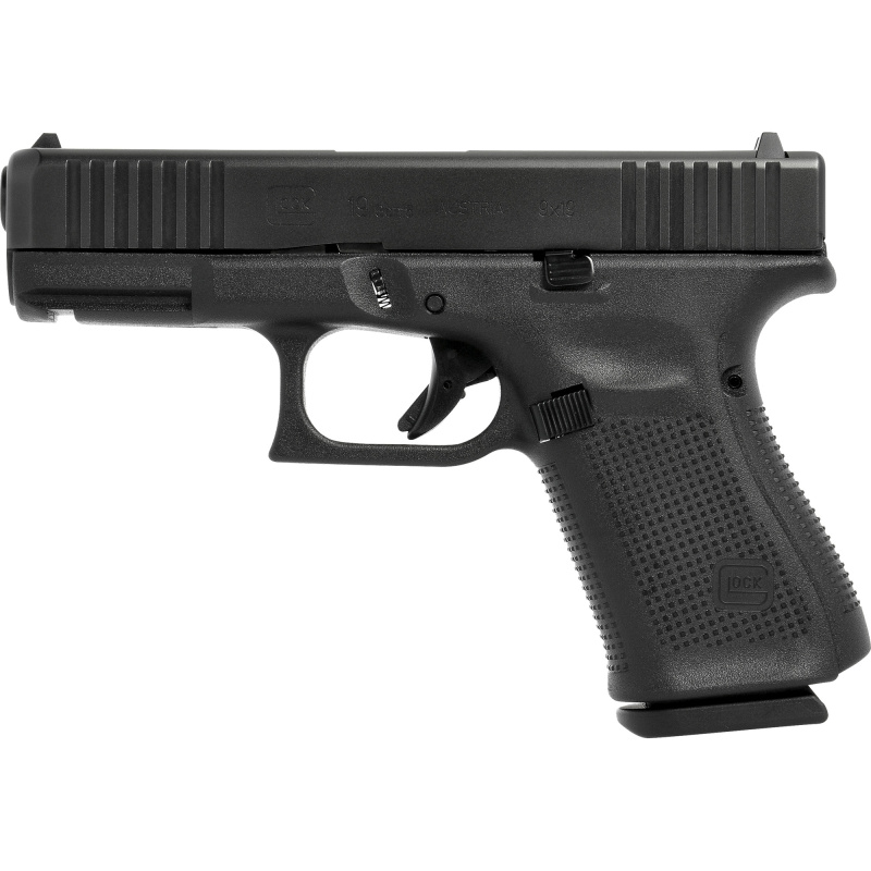 19 GEN 5 Semi-automatic Striker Fired Compact 9MM 4.02" Black Interchangeable 15Rd 3 Mags Front Serrations Fixed Sights G19515AUT Polymer DLC