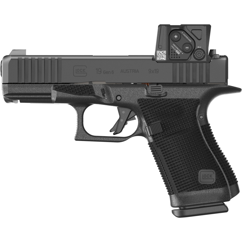 19 GEN 6 COA, Semi-automatic, Striker Fired, Polymer Frame Pistol, Compact, 9MM, 4.02" Barrel, DLC Finish, Fixed Sights, Aimpoint COA Optic, 10 Rounds, 3 Magazines P61950B01DC8A3